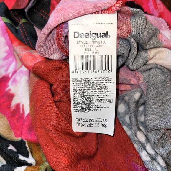 Desigual Azucena Floral Draped Cap Sleeve Ruched Dress - Picture 8 of 8